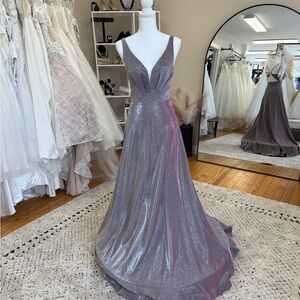Elegant Silver Evening Gown
